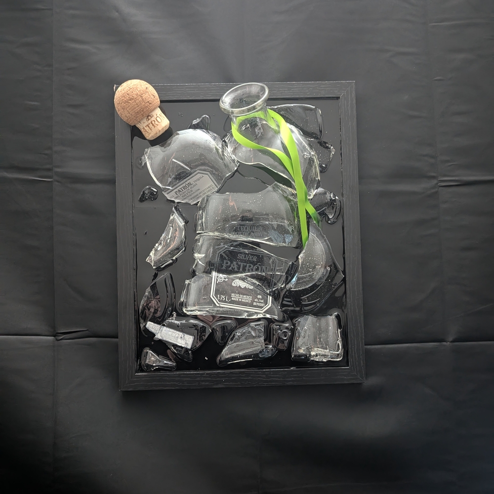 Patrón Tequila Broken Bottle Art
